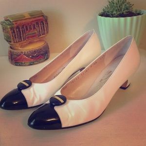 Vintage Salvatore Ferragamo Black & White Pumps